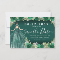 Floral Emerald Green Dress Birthday Quinceanera