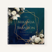 Floral Emerald Green Mariage livre d'hôtes (Devant)