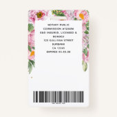 Floral Employee Photo Logo Barcode Name Badge (Achterkant)