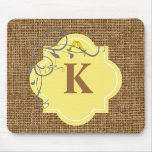 Floral en burlap, monogrammen muismat