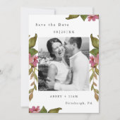  Floral en Greenery Foto Wedding Save The Date (Voorkant)