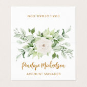 Floral en Greenery Gold Script met QR Code White Visitekaartjes (Buitenkant ongevouwen)