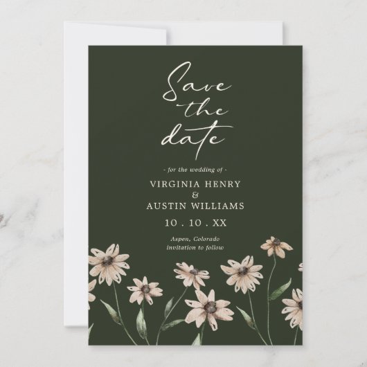 Floral en groen save the date (Voorkant)