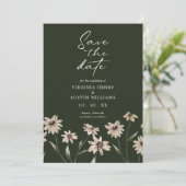 Floral en groen save the date (Staand voorkant)