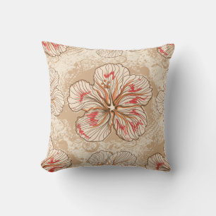 Floral en oreiller Brown et rouge