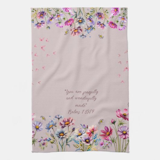 Floral Encourageant serviette de cuisine (Vertical)