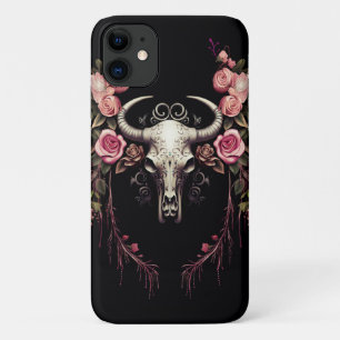 Floral Enigma: Telefoonhoesje voor Gothic Skull Sy iPhone 11 Hoesje