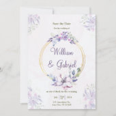 Floral Enregistrer La Carte Date, Carte Faire-part (Devant)