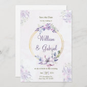 Floral Enregistrer La Carte Date, Carte Faire-part (Devant / Derrière)