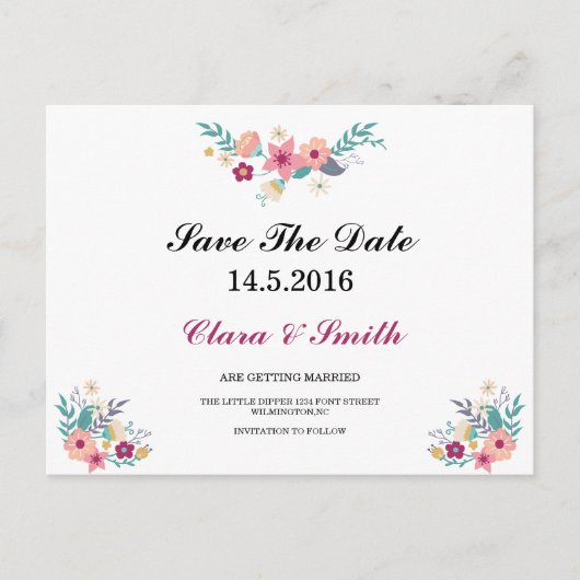 Floral Enregistrer la carte de date (Devant)