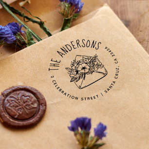Floral Envelope   Aangepast naam en retouradres Rubberstempel