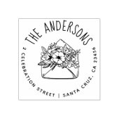 Floral Envelope | Aangepast naam en retouradres Rubberstempel (Afrduk)