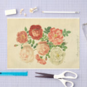 Floral Ephemera Decoupage Witte Roze Rozen Tissuepapier (Craft)