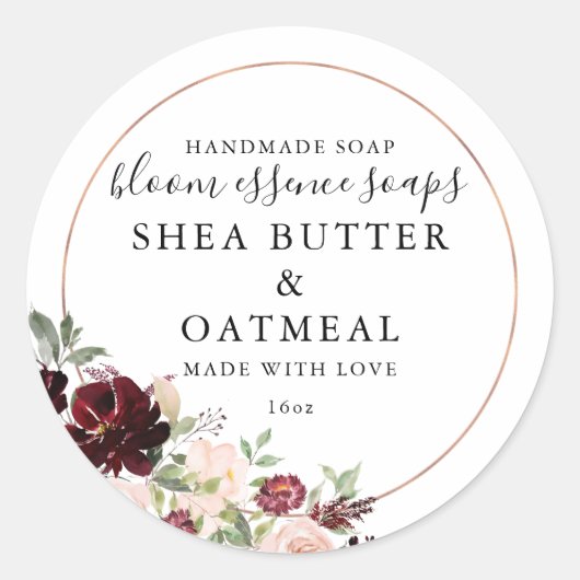 Floral et huile | Sticker pour savon (Devant)