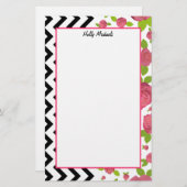 Floral et zigzag mélangés imprime la papeterie (Devant / Derrière)