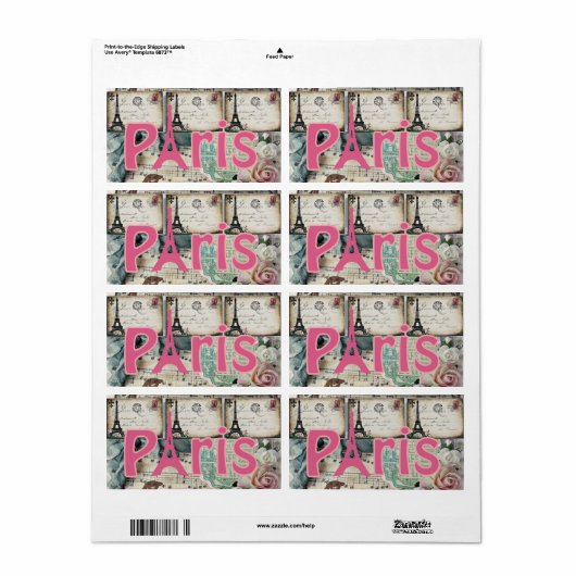 Floral Étiquette Paris (Feuille entière)