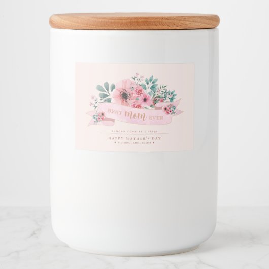 Floral Étiquette personnalisé / Jar pour maman (Devant)