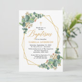 Floral eucalyptus baptisme kaart (Staand voorkant)