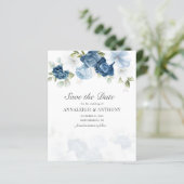 Floral Eucalyptus Dusty Blue Save the Date (Staand voorkant)
