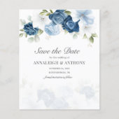 Floral Eucalyptus Dusty Blue Save the Date (Voorkant)