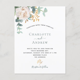Floral eucalyptus greenery elegant modern bruiloft briefkaart