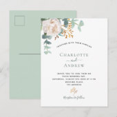 Floral eucalyptus greenery elegant modern bruiloft briefkaart (Voorkant / Achterkant)