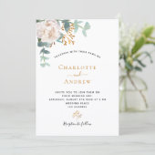 Floral eucalyptus greenery modern elegant bruiloft kaart (Staand voorkant)