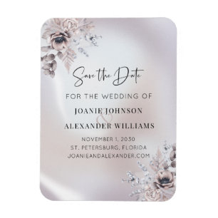 Floral Eucalyptus Luxe Pearl Wedding Save the Date Magneet