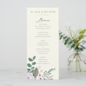 Floral eucalyptus roze groene bruiloft menu (Staand voorkant)