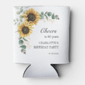 Floral Eucalyptus Sunflower Script 60th Birthday Blikjeskoeler (Voorkant)