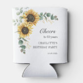 Floral Eucalyptus Sunflower Script 60th Birthday Blikjeskoeler (Achterkant)