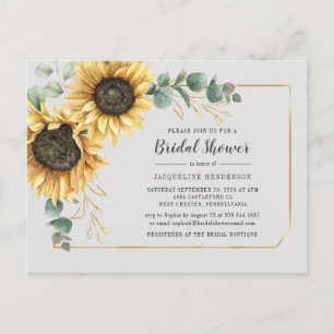 Floral Eucalyptus Sunflower Script Vrijgezellenfee Uitnodiging Briefkaart