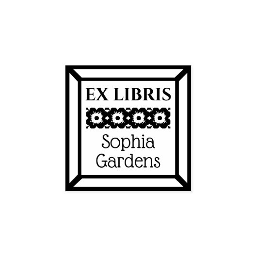 Floral Ex Libris Rubberstempel (Afrduk)