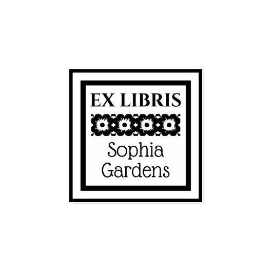 Floral Ex Libris Rubberstempel (Afrduk)