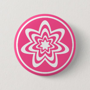Floral Explosion Button, roze Ronde Button 5,7 Cm