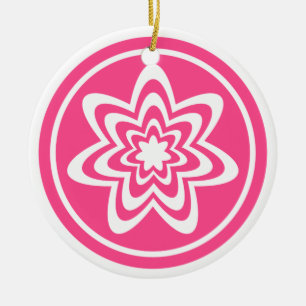 Floral Explosion Ornament, roze Keramisch Ornament