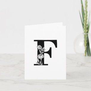 Floral F Monogramme sur carte à billets blancs