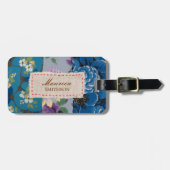 Floral Fabric Patchwork (blauw) op maat Bagagelabel (Voorkant horizontaal)
