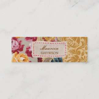 Floral Fabric Patchwork (Gold) op maat gemaakt Mini Visitekaartje
