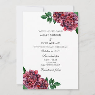Floral faire-part de mariage Bourgogne. Invitation