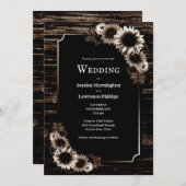 Floral faire-part de mariage en bois foncé (Devant / Derrière)