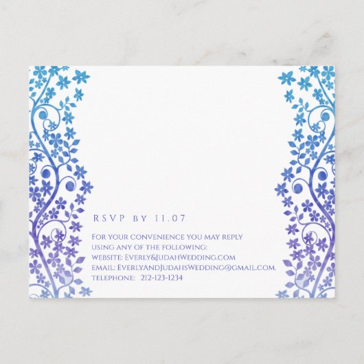 Floral faire-part de mariage et bleu (Dos)