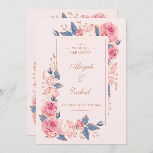 Floral Faire-part de mariage musulman - Mariage is (Devant / Derrière)