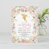 Floral Fairy 1er anniversaire Invitation (Debout devant)