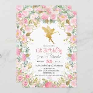 Floral Fairy 1er anniversaire Invitation