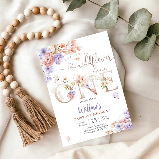 Floral Fairy 1st Birthday Invitation