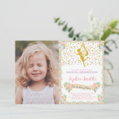 Floral Fairy Anniversaire Invitation avec photo (Debout devant)