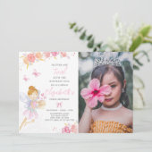 Floral Fairy Anniversaire Invitation Avec Photo (Debout devant)