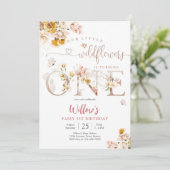 Floral Fairy First Birthday Invitation Kaart (Staand voorkant)