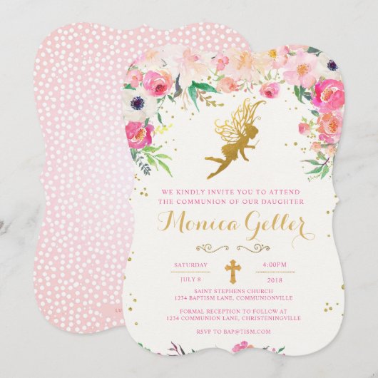 Floral Fairy First Kaart (Voorkant / Achterkant)